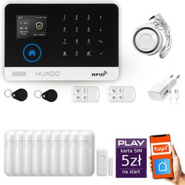 HUXGO® HXA003 - Wireless security system WiFi + GSM with 9x Motion Detector & 1x Door / window sensor | Home Alarm System SET with App TUYA