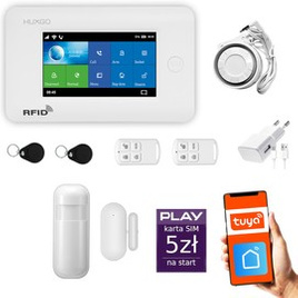 HUXGO® HXA006 - Système de sécurité sans fil Wi-Fi + GSM avec 1x Détecteur de Mouvement & 1x Détecteur pour porte et fenêtre |  Système d'alarme domestique avec l'application TUYA