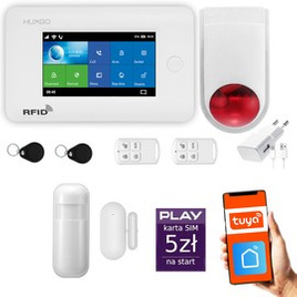 HUXGO® HXA006 - Wireless security system WiFi + GSM with 1x Motion Detector & 1x Door / window sensor with Wireless Siren | Home Alarm System SET with App TUYA