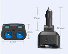 MBG line® HC69PD - Divisor de enchufe para encendedor de cigarrillos con voltímetro y cargador 2 x USB QC3.0