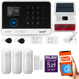 HUXGO® HXA003 - Wireless security system WiFi + GSM with 3x Motion Detector & 1x Door / window sensor with Wireless Siren | Home Alarm System SET with App TUYA