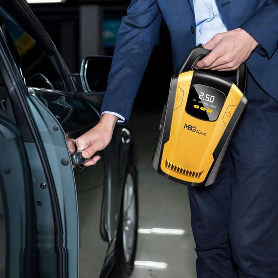 MBG line® Air Pump Car 3650 - Car Compressor 12 V with Digital Display, LED Light
