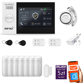 HUXGO® HXA007 - Wireless security system WiFi + GSM with 7x Motion Detector & 1x Door / window sensor | Home Alarm System SET with App TUYA