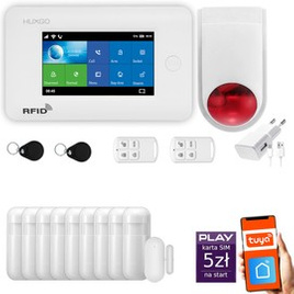 HUXGO® HXA006 - Wireless security system WiFi + GSM with 9x Motion Detector & 1x Door / window sensor with Wireless Siren | Home Alarm System SET with App TUYA
