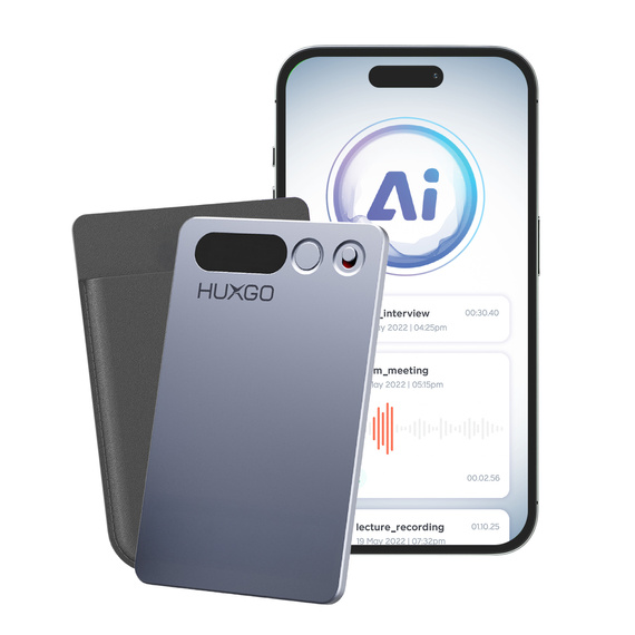 HUXGO® FW920E – Smart AI Voice Recorder with Real-Time Transcription and Translation