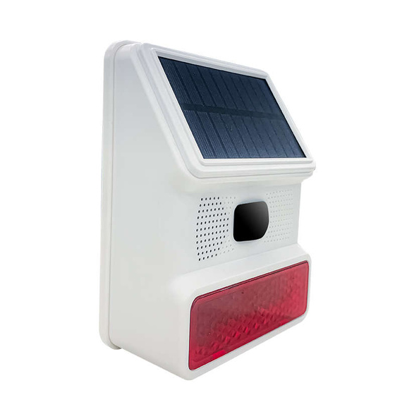 HUXGO® HXA523 Wireless Alarm Siren with Solar Panel - Anti-Tamper - Optical and Acoustic Signals 100dB