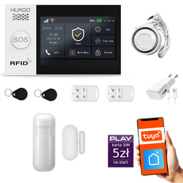 HUXGO® HXA007 - Wireless security system WiFi + GSM with 1x Motion Detector & 1x Door / window sensor | Home Alarm System SET with App TUYA