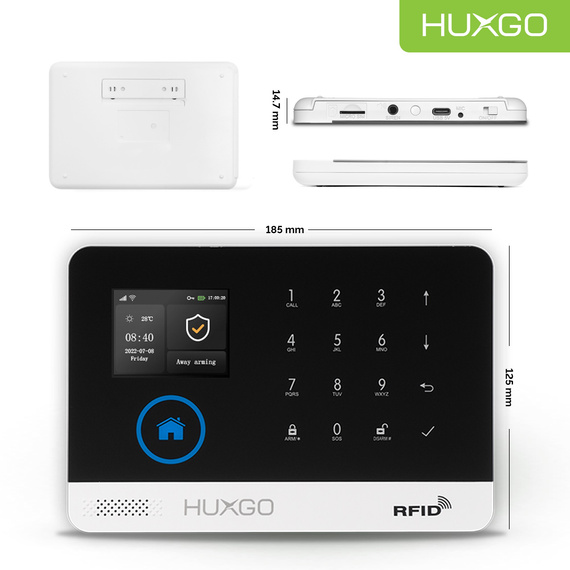 HUXGO® HXA003 - Wireless security system WiFi + GSM with 1x Motion Detector & 5x Door / window sensor with Wireless Siren | Home Alarm System SET with App TUYA