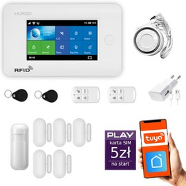 HUXGO® HXA006 - Système de sécurité sans fil Wi-Fi + GSM avec 1x Détecteur de Mouvement & 5x Détecteur pour porte et fenêtre |  Système d'alarme domestique avec l'application TUYA