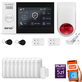 HUXGO® HXA007 - Wireless security system WiFi + GSM with 9x Motion Detector & 1x Door / window sensor with Wireless Siren | Home Alarm System SET with App TUYA
