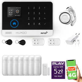 HUXGO® HXA003 - Wireless security system WiFi + GSM 4G LTE with 7x Motion Detector & 1x Door / window sensor | Home Alarm System SET with App TUYA