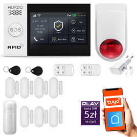 HUXGO® HXA007 - Wireless security system WiFi + GSM with 1x Motion Detector & 7x Door / window sensor with Wireless Siren | Home Alarm System SET with App TUYA