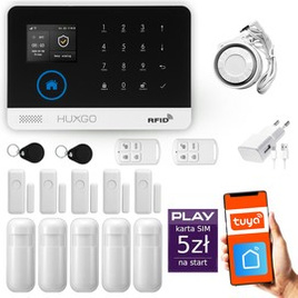 HUXGO® HXA003 - Wireless security system WiFi + GSM with 5x Motion Detector & 5x Door / window sensor | Home Alarm System SET with App TUYA