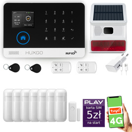 HUXGO® HXA003 - Wireless security system WiFi + GSM  4G LTE with 7x Motion Detector & 1x Door / window sensor with Wireless Siren | Home Alarm System SET with App TUYA