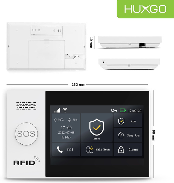 HUXGO® HXA007 - Wireless security system WiFi + GSM with 1x Motion Detector & 12x Door / window sensor with Wireless Siren | Home Alarm System SET with App TUYA