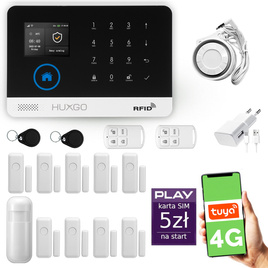 HUXGO® HXA003 - Wireless security system WiFi + GSM 4G LTE with 1x Motion Detector & 9x Door / window sensor | Home Alarm System SET with App TUYA