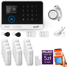HUXGO® HXA003 - Wireless security system WiFi + GSM with 12x Motion Detector & 1x Door / window sensor | Home Alarm System SET with App TUYA