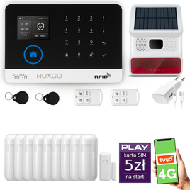 HUXGO® HXA003 - Wireless security system WiFi + GSM  4G LTE with 9x Motion Detector & 1x Door / window sensor with Wireless Siren | Home Alarm System SET with App TUYA