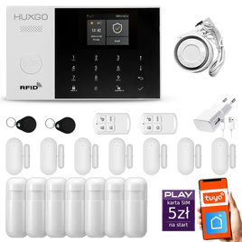 HUXGO® HXA005 - Wireless security system WiFi + GSM with 7x Motion Detector & 7x Door / window sensor | Home Alarm System SET with App TUYA